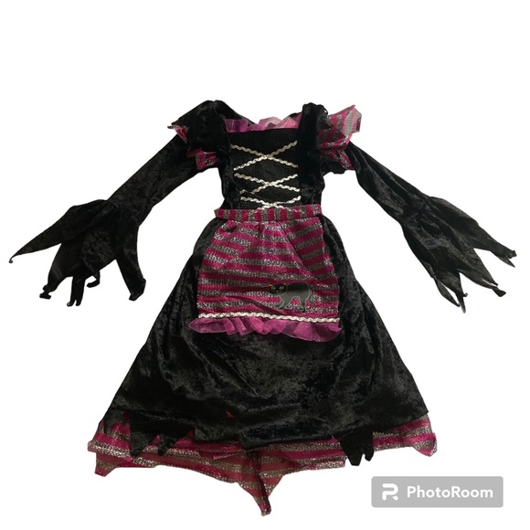Fun World Witchy Witch Costume For Girls - Child's Black Dress With Hat, Large Size - View #3